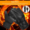 Electric Leather Heated Gloves w/  Touchscreen - Unisex